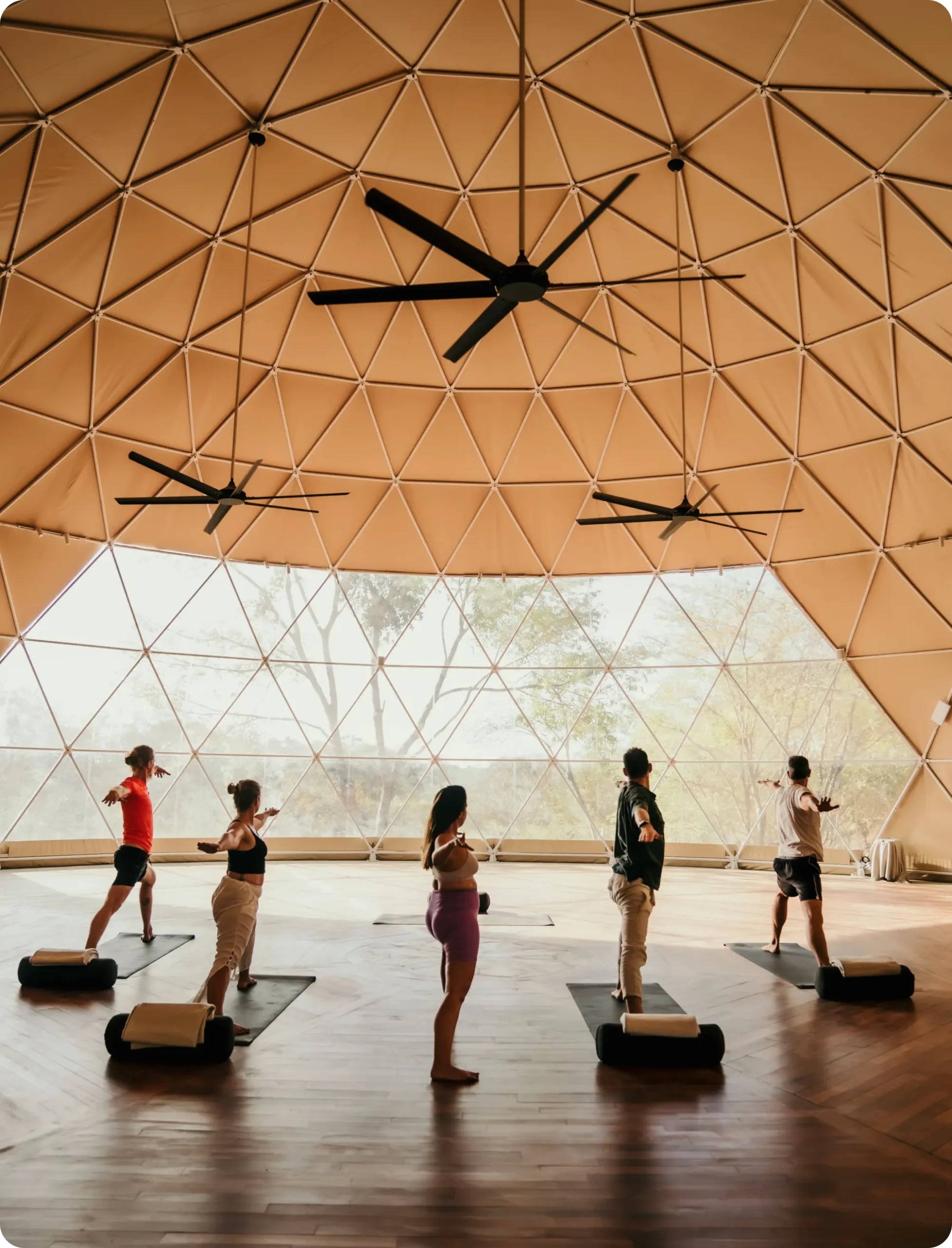 Yoga Activities Inside the Geodesic Dome